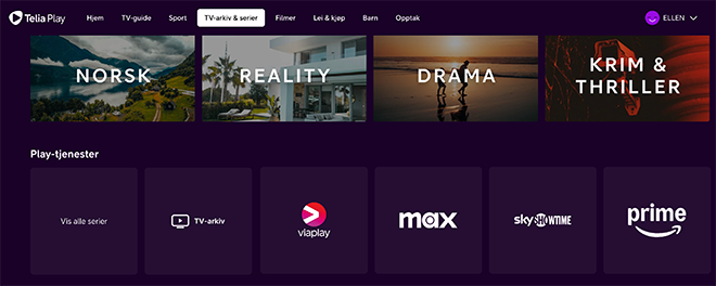 TV-arkiv og serier i Telia Play
