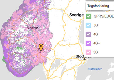 Telia dekningskart